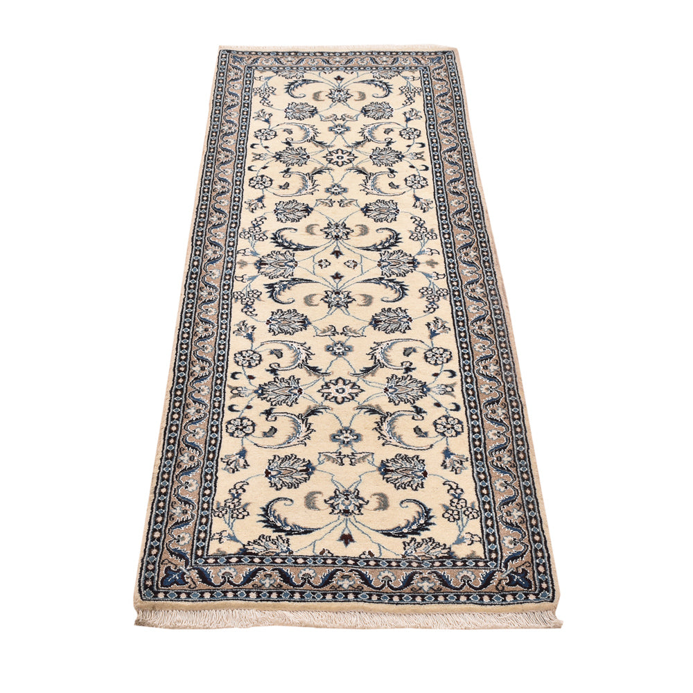 Tapis de couloir Tapis persan - Nain - Royal - 197 x 64 cm - crème