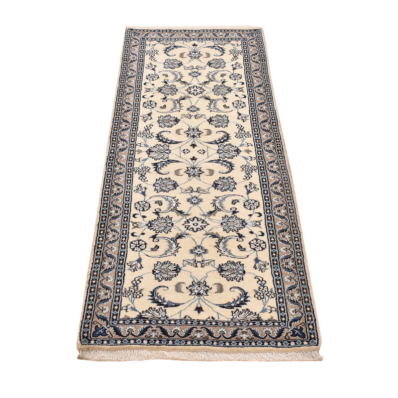 Tapis de couloir Tapis persan - Nain - Royal - 197 x 64 cm - crème