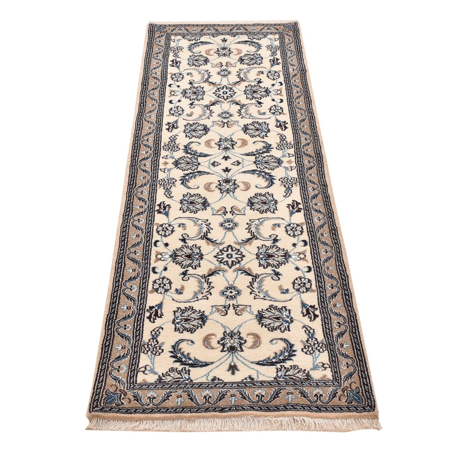 Tapis de couloir Tapis persan - Nain - Royal - 202 x 63 cm - crème
