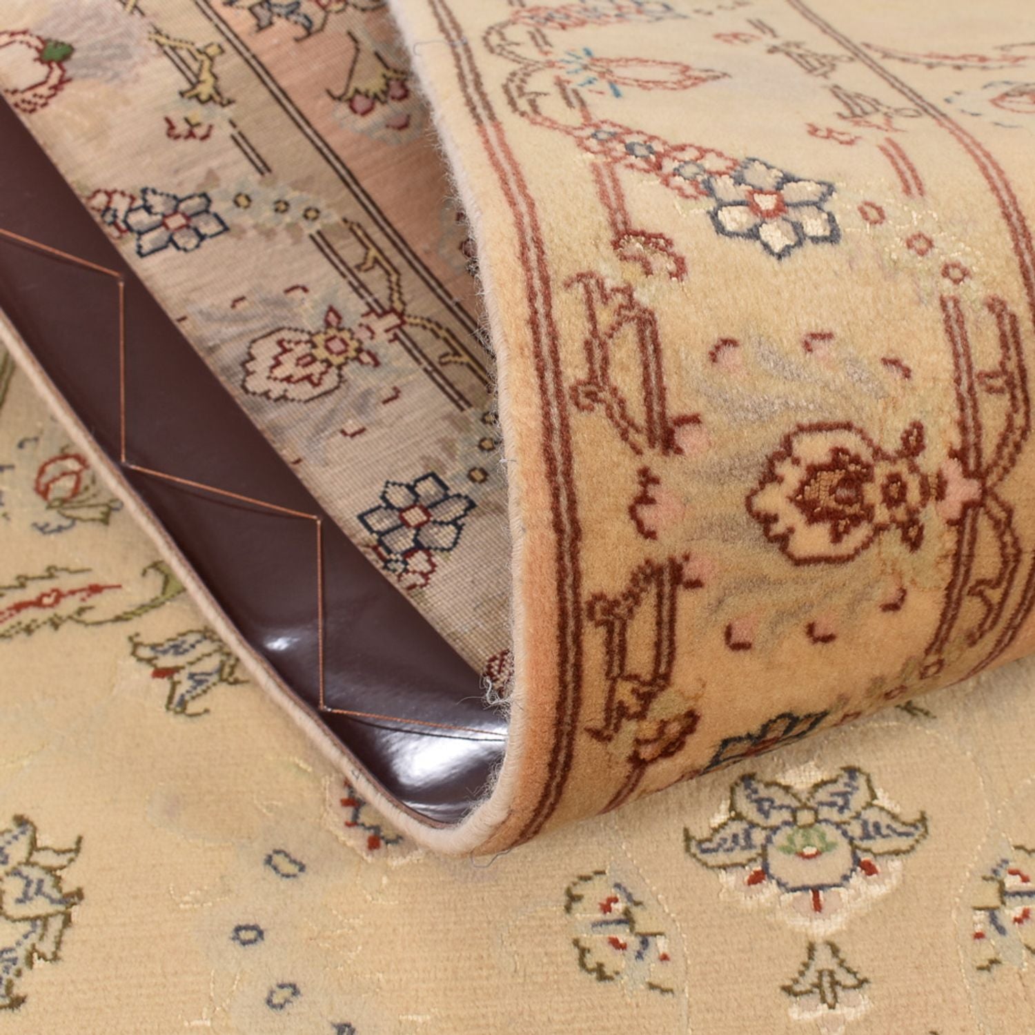 Tapis de couloir Tapis persan - Tabriz - Royal - 378 x 78 cm - beige