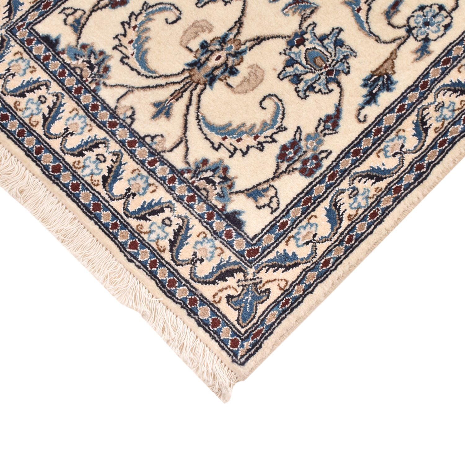 Tapis de couloir Tapis persan - Nain - Royal - 204 x 58 cm - crème