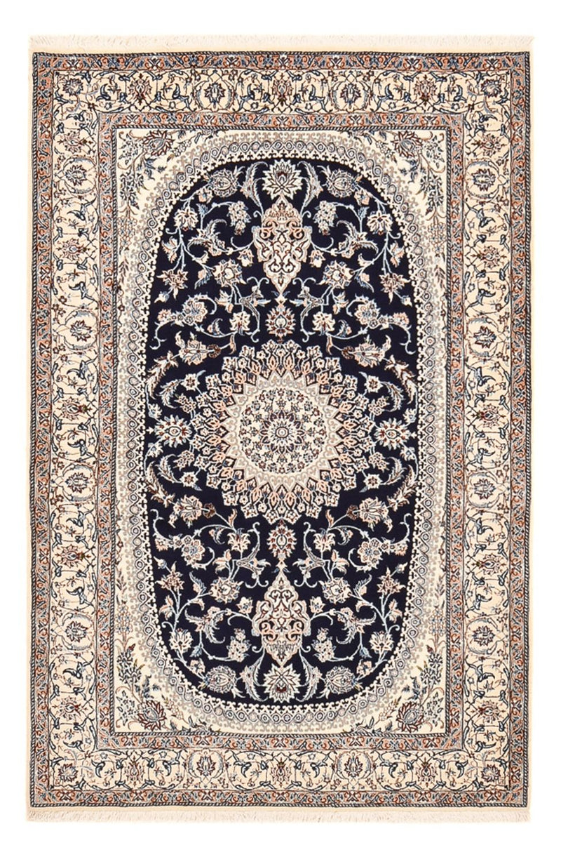 Tapis persan - Nain - Premium - 198 x 131 cm - bleu foncé