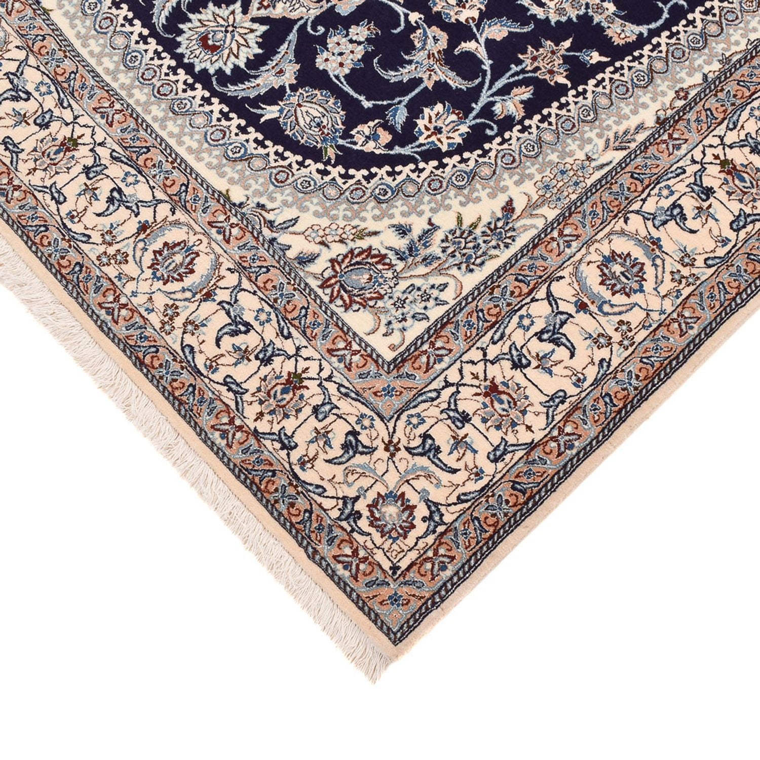 Tapis persan - Nain - Premium - 198 x 131 cm - bleu foncé