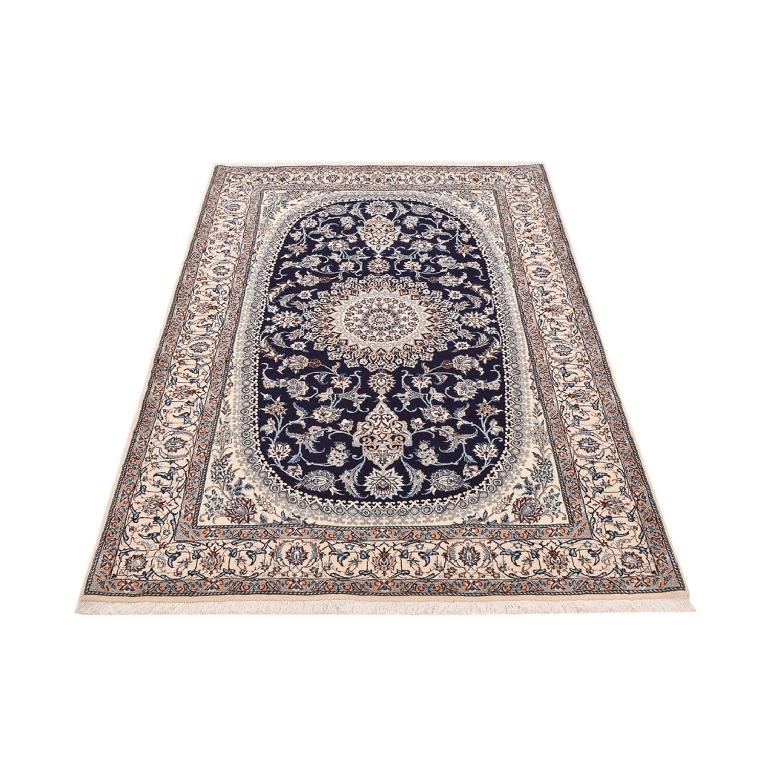Tapis persan - Nain - Premium - 198 x 131 cm - bleu foncé