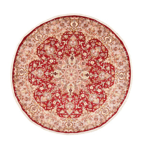 Tapis persan - Tabriz - Premium ronde  - 200 x 200 cm - rouge