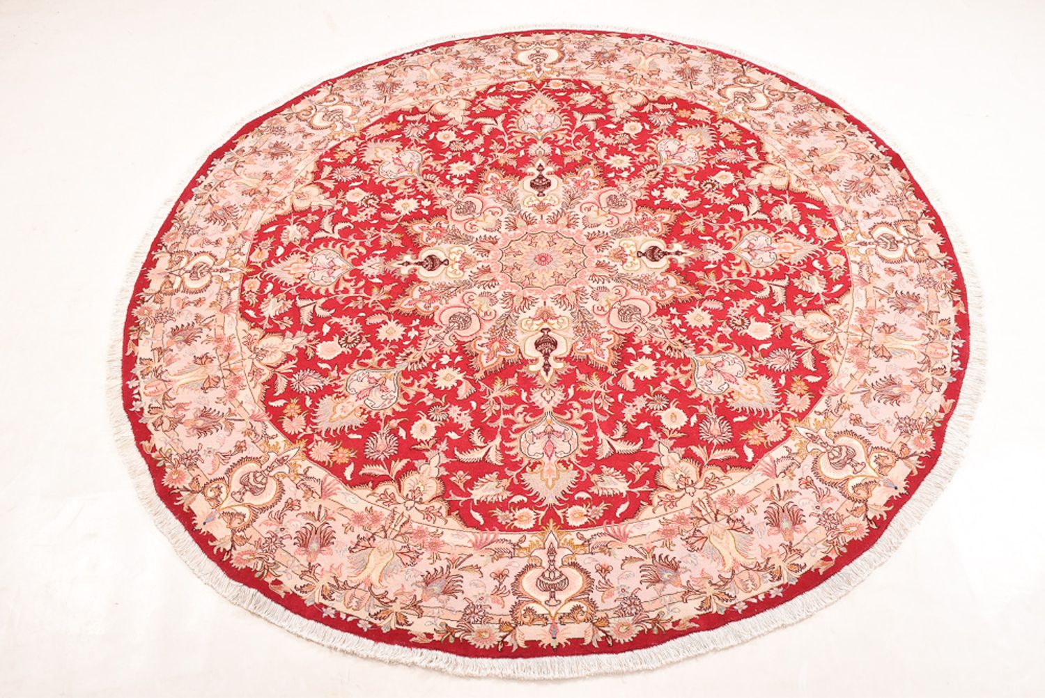 Tapis persan - Tabriz - Premium ronde  - 200 x 200 cm - rouge