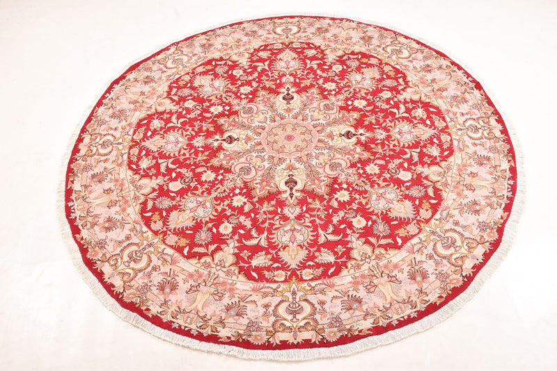 Tapis persan - Tabriz - Premium ronde  - 200 x 200 cm - rouge
