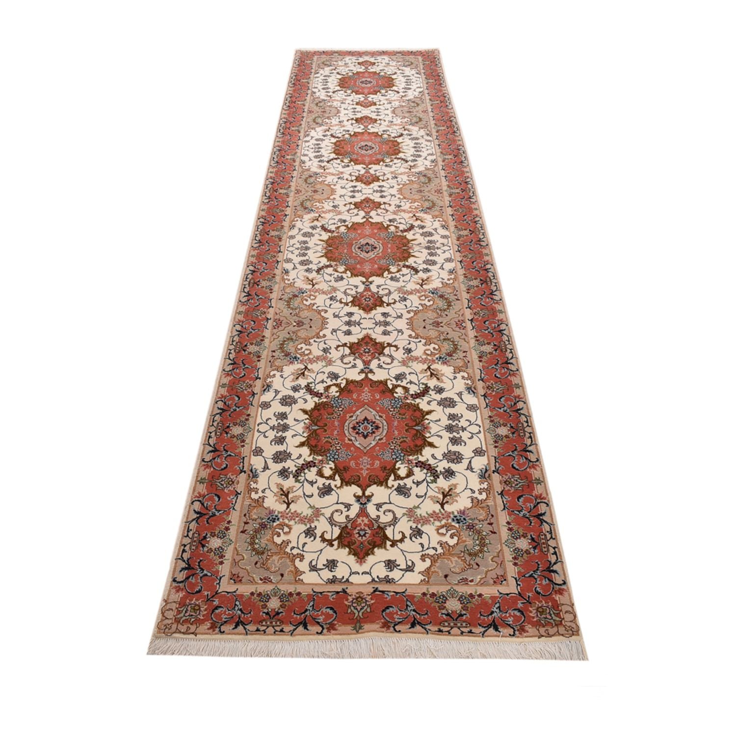 Tapis de couloir Tapis persan - Tabriz - Royal - 404 x 89 cm - multicolore