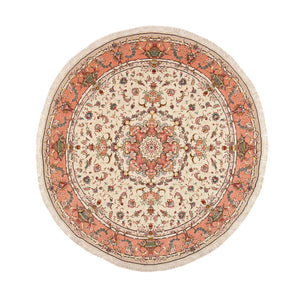 Tapis persan - Tabriz - Premium ronde  - 200 x 200 cm - crème