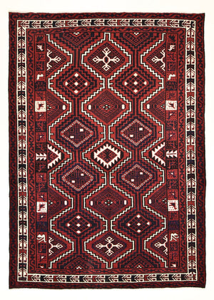 Tapis Gabbeh - Loribaft Persan - 302 x 222 cm - rouge bordeaux