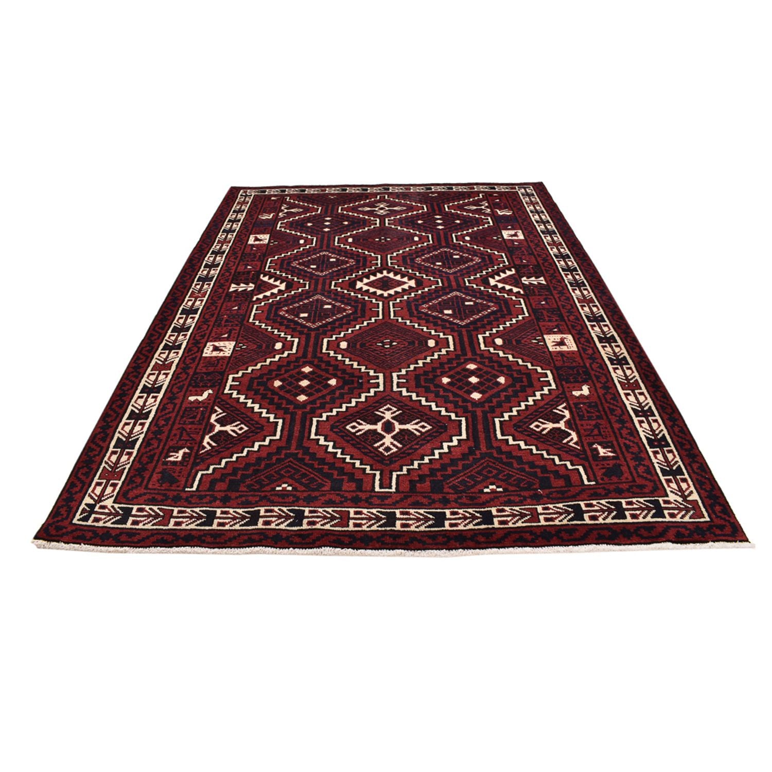 Tapis Gabbeh - Loribaft Persan - 302 x 222 cm - rouge bordeaux
