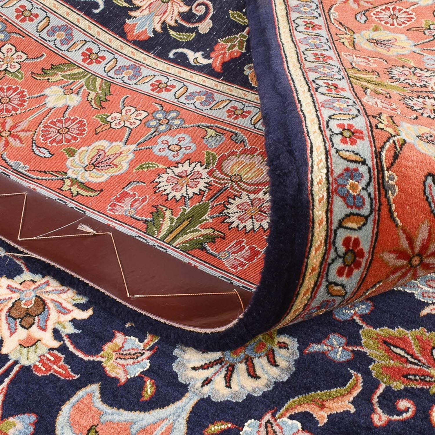 Tapis persan - Ghom - Royal - 202 x 141 cm - bleu foncé