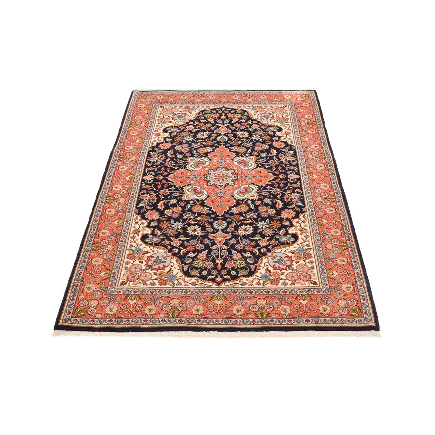 Tapis persan - Ghom - Royal - 202 x 141 cm - bleu foncé