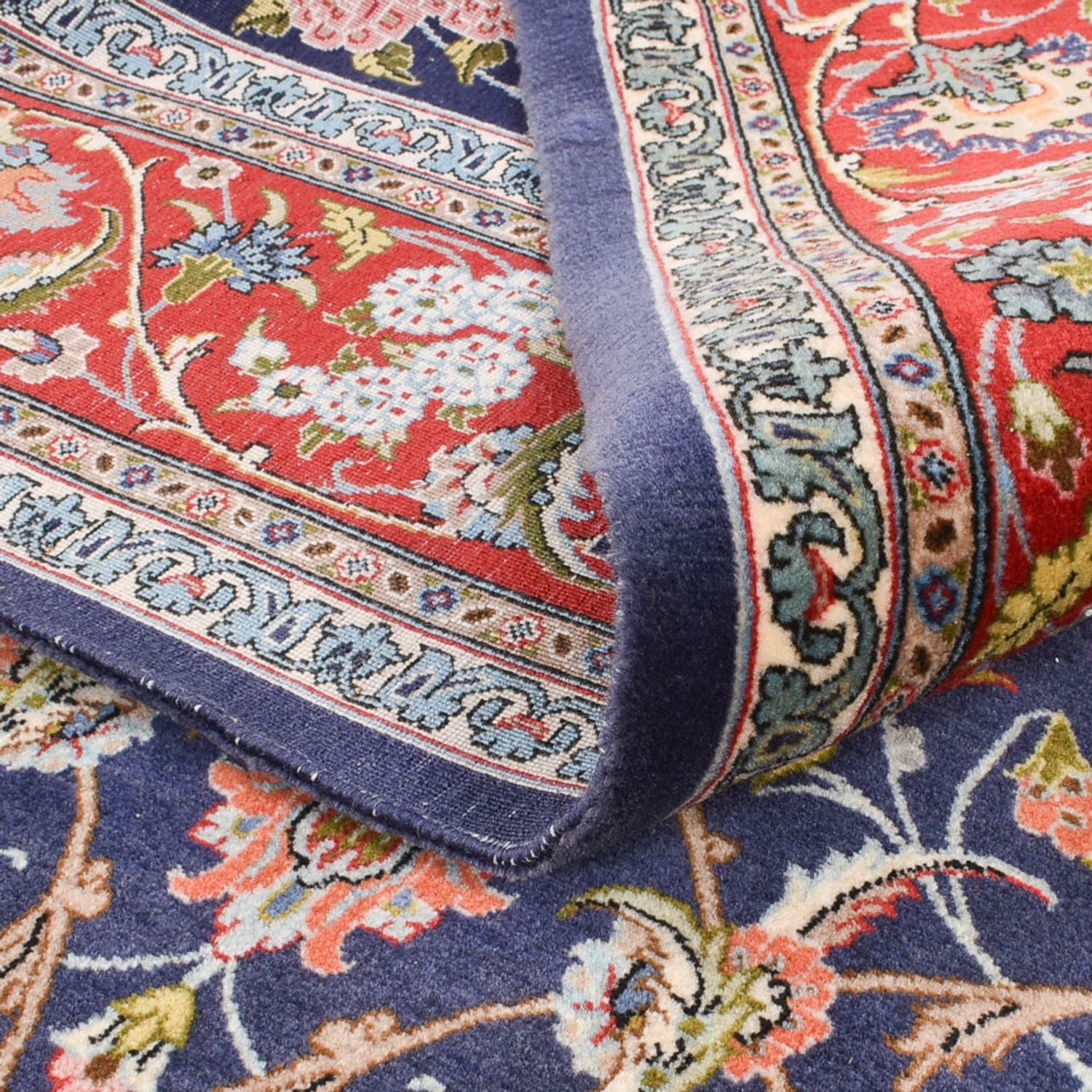 Tapis persan - Isfahan - Premium - 220 x 140 cm - bleu foncé