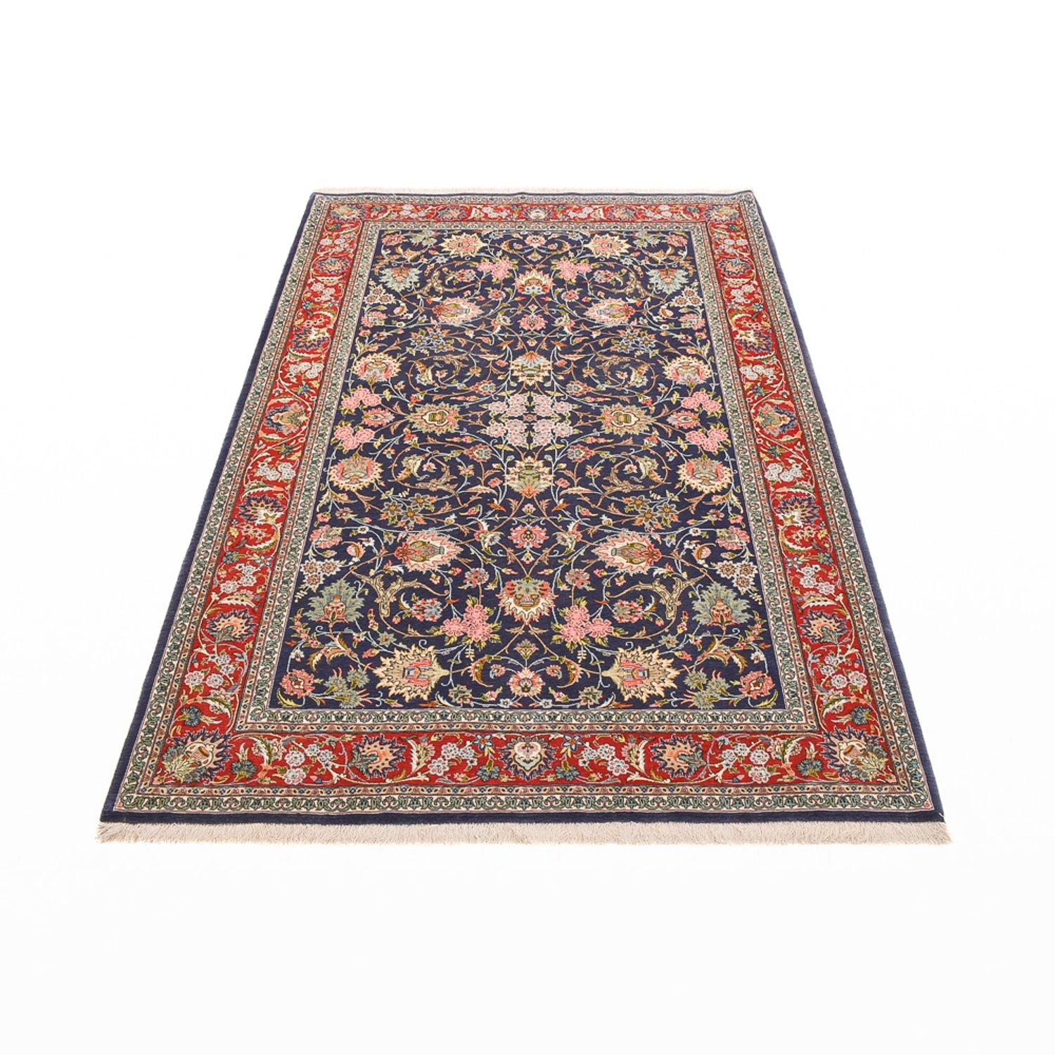Tapis persan - Isfahan - Premium - 220 x 140 cm - bleu foncé
