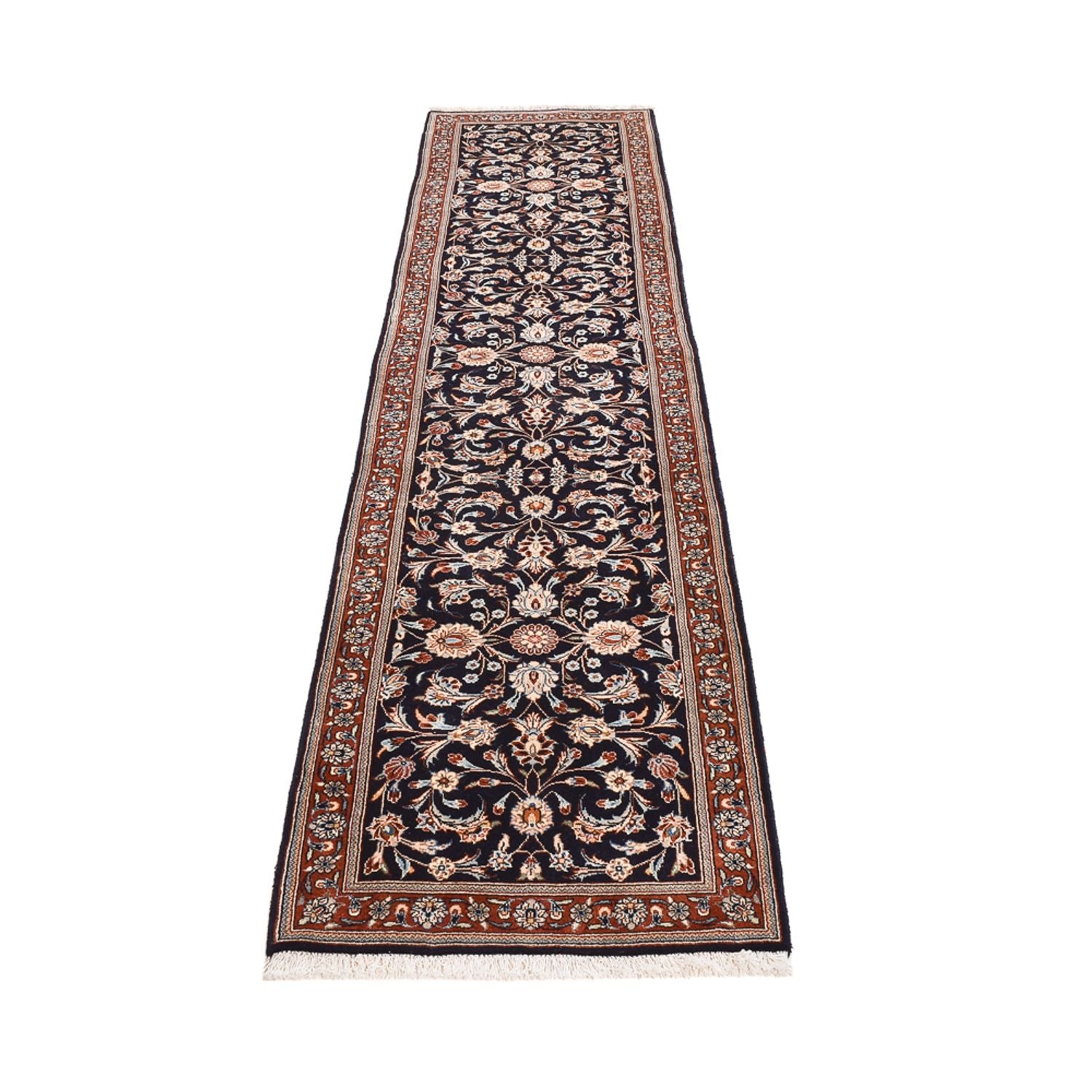 Tapis de couloir Tapis persan - Keshan - 338 x 75 cm - bleu foncé