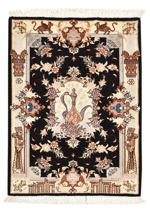 Tapis persan - Tabriz - Royal - 90 x 60 cm - bleu foncé