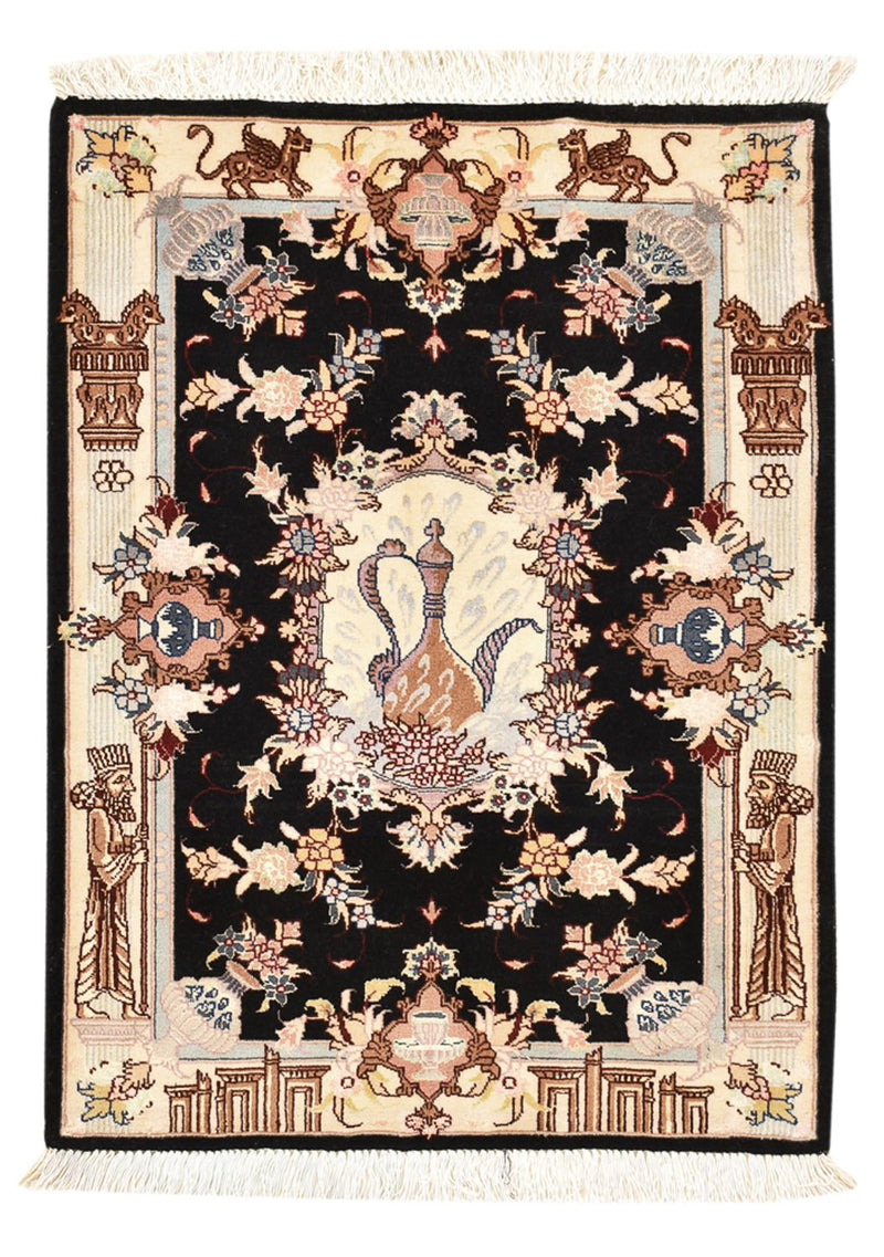 Tapis persan - Tabriz - Royal - 90 x 60 cm - bleu foncé