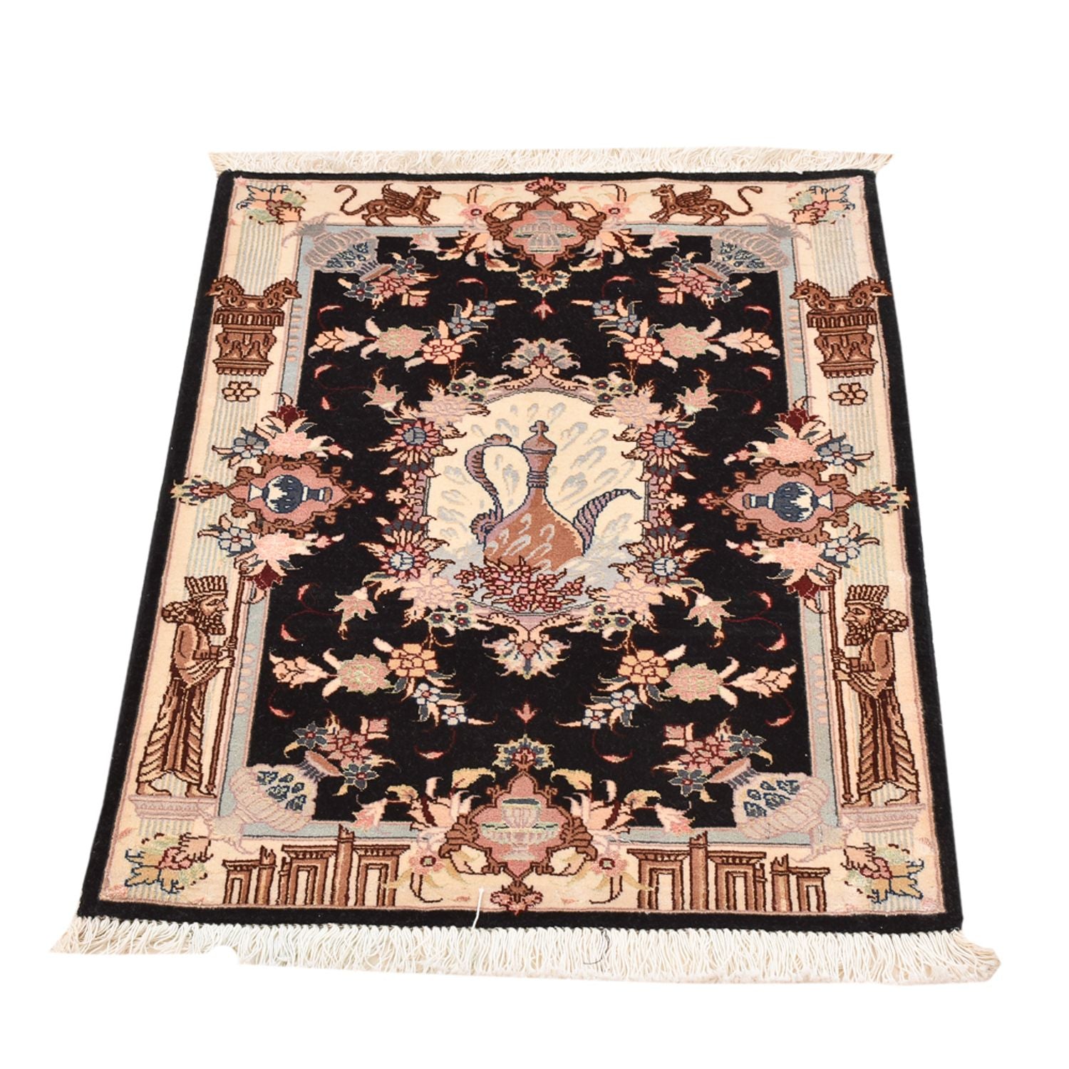 Tapis persan - Tabriz - Royal - 90 x 60 cm - bleu foncé
