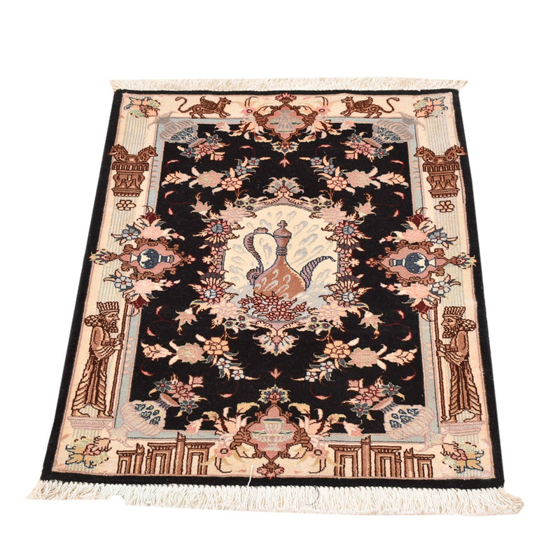 Tapis persan - Tabriz - Royal - 90 x 60 cm - bleu foncé