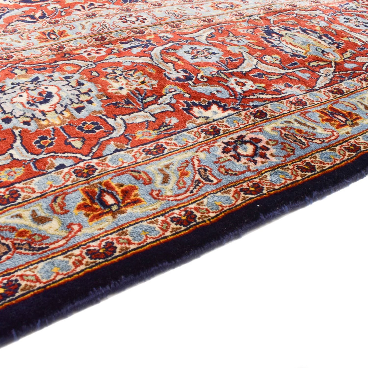 Tapis persan - Keshan - 424 x 308 cm - bleu foncé