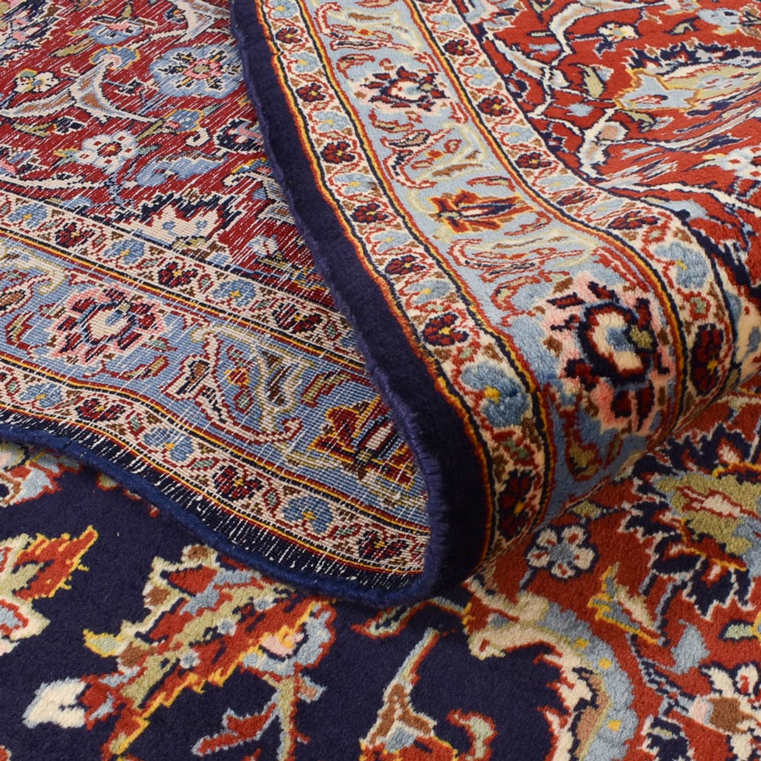 Tapis persan - Keshan - 424 x 308 cm - bleu foncé