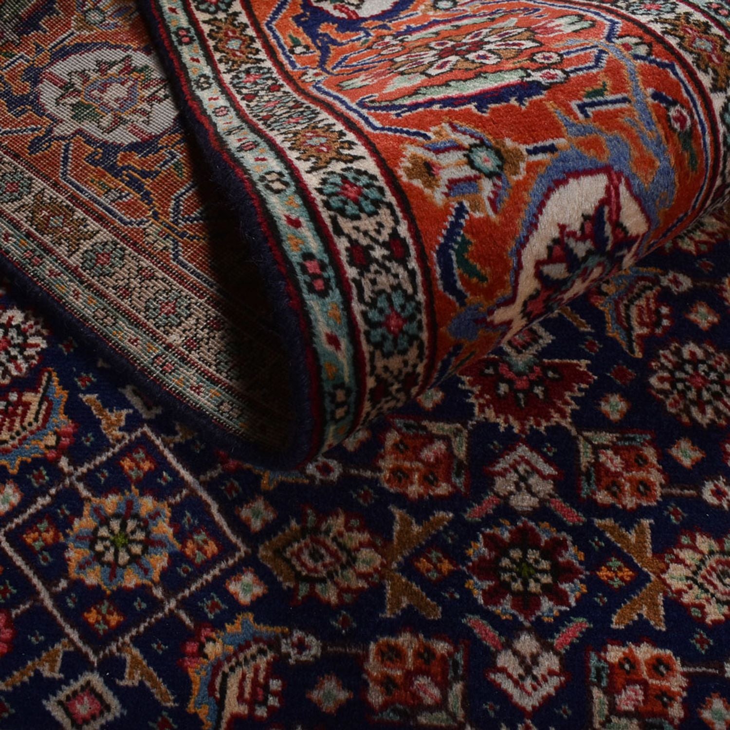 Tapis persan - Tabriz - 289 x 198 cm - bleu foncé