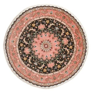 Tapis persan - Tabriz - Premium ronde  - 250 x 250 cm - bleu foncé