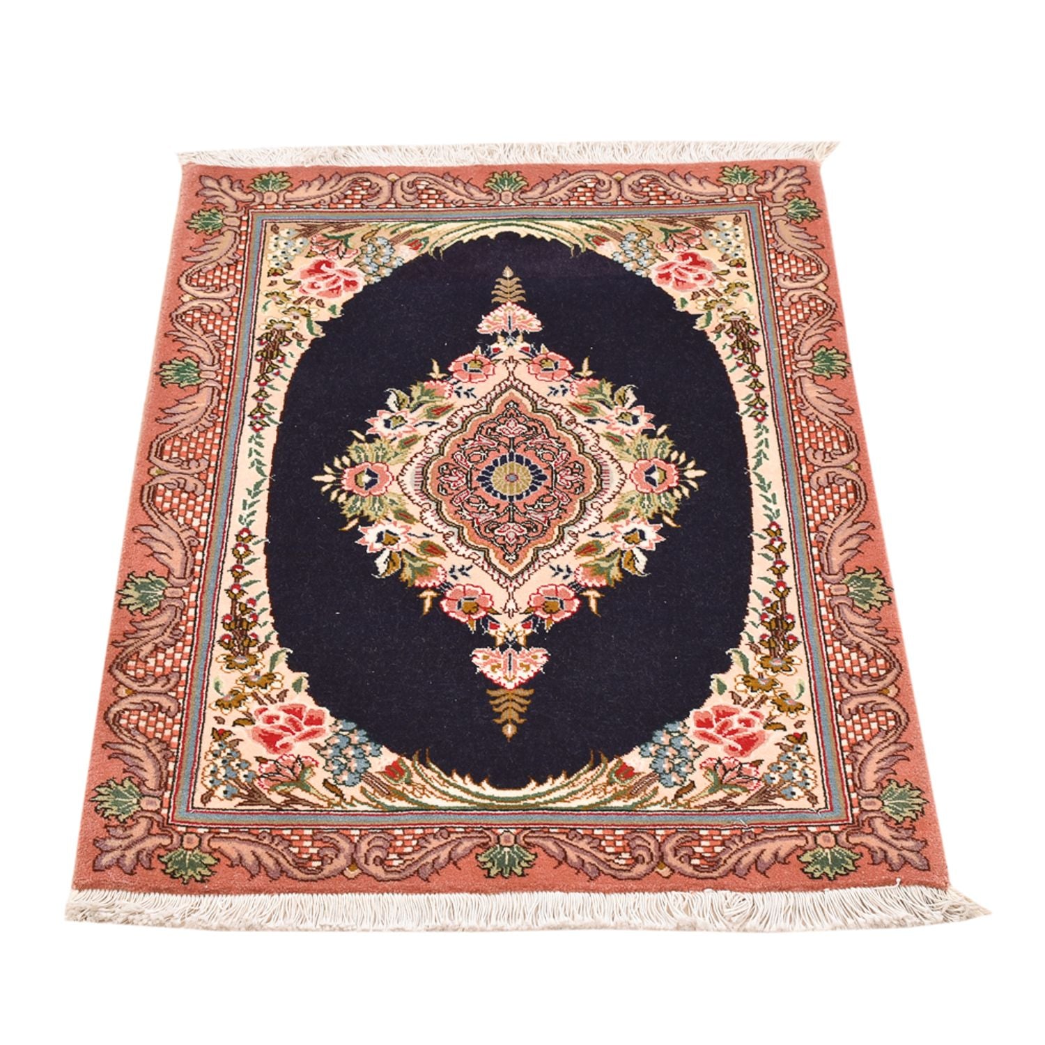 Tapis persan - Tabriz - Royal - 90 x 60 cm - bleu foncé