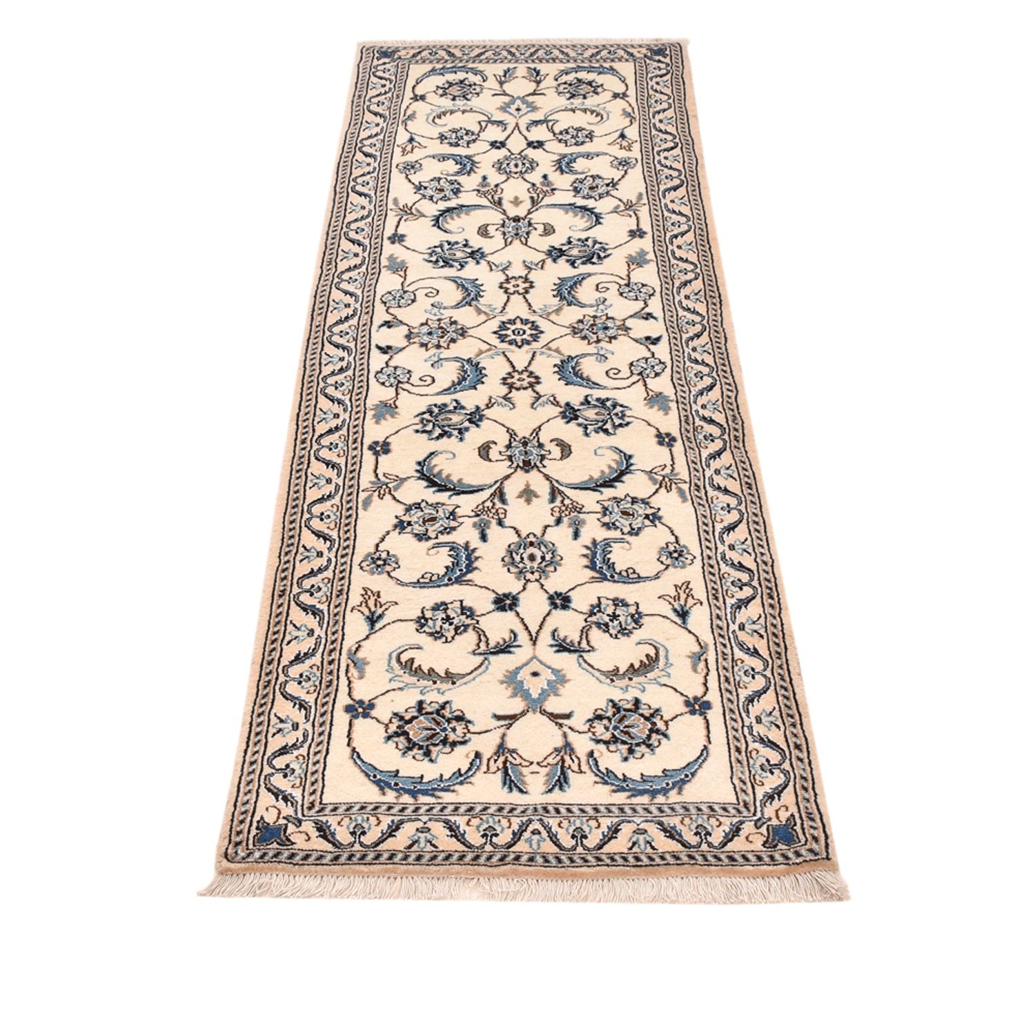 Tapis de couloir Tapis persan - Nain - Royal - 202 x 60 cm - crème