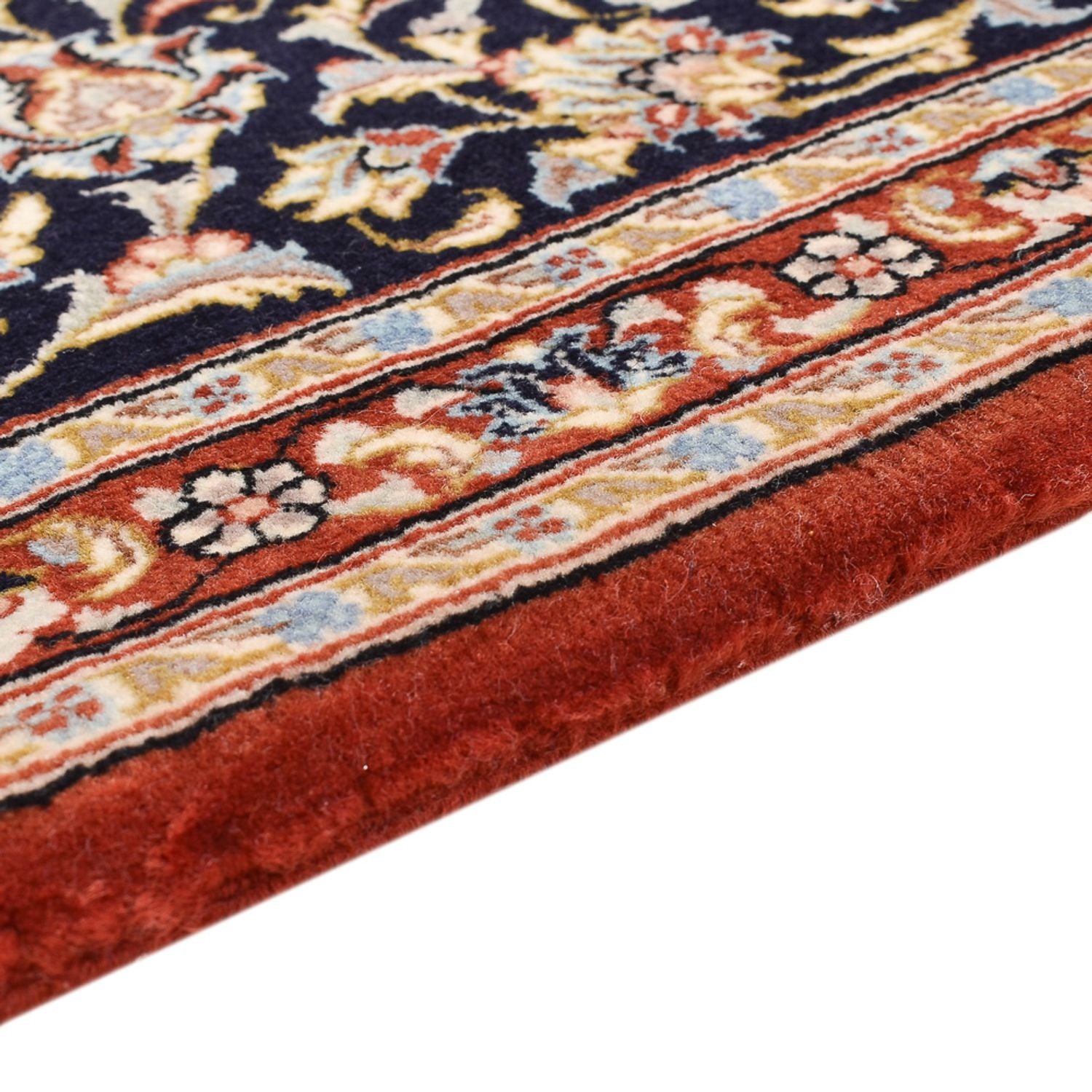 Tapis de couloir Tapis persan - Ghom - Royal - 155 x 55 cm - bleu foncé