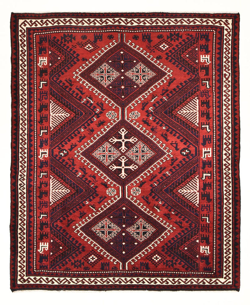 Tapis persan - Nomadic - 260 x 217 cm - rouge bordeaux