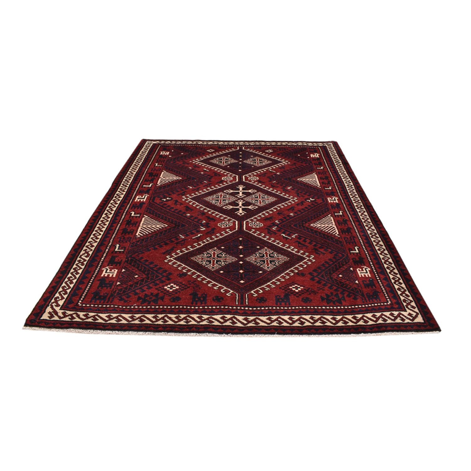 Tapis persan - Nomadic - 260 x 217 cm - rouge bordeaux