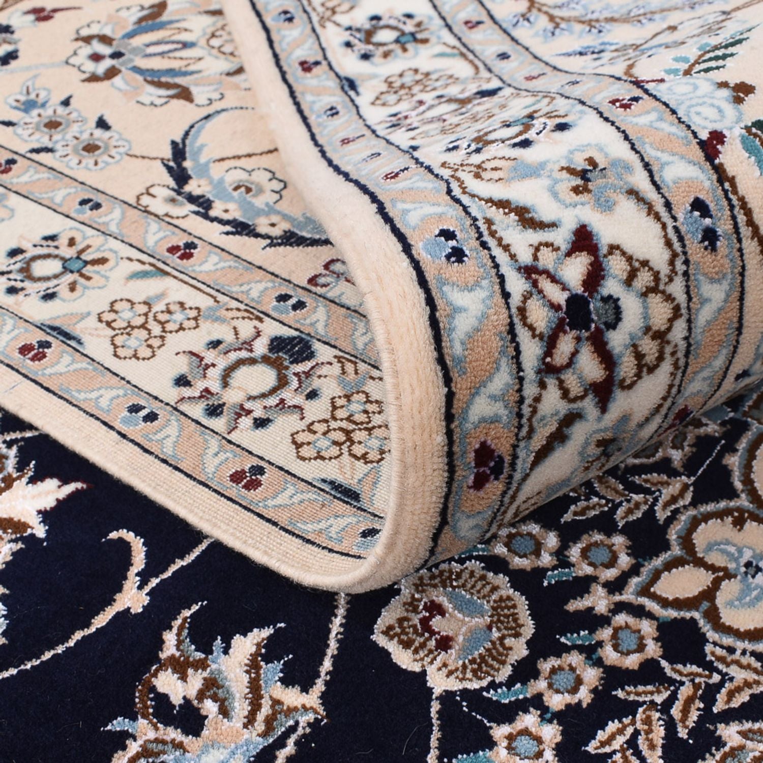 Tapis persan - Nain - Premium - 300 x 254 cm - bleu foncé