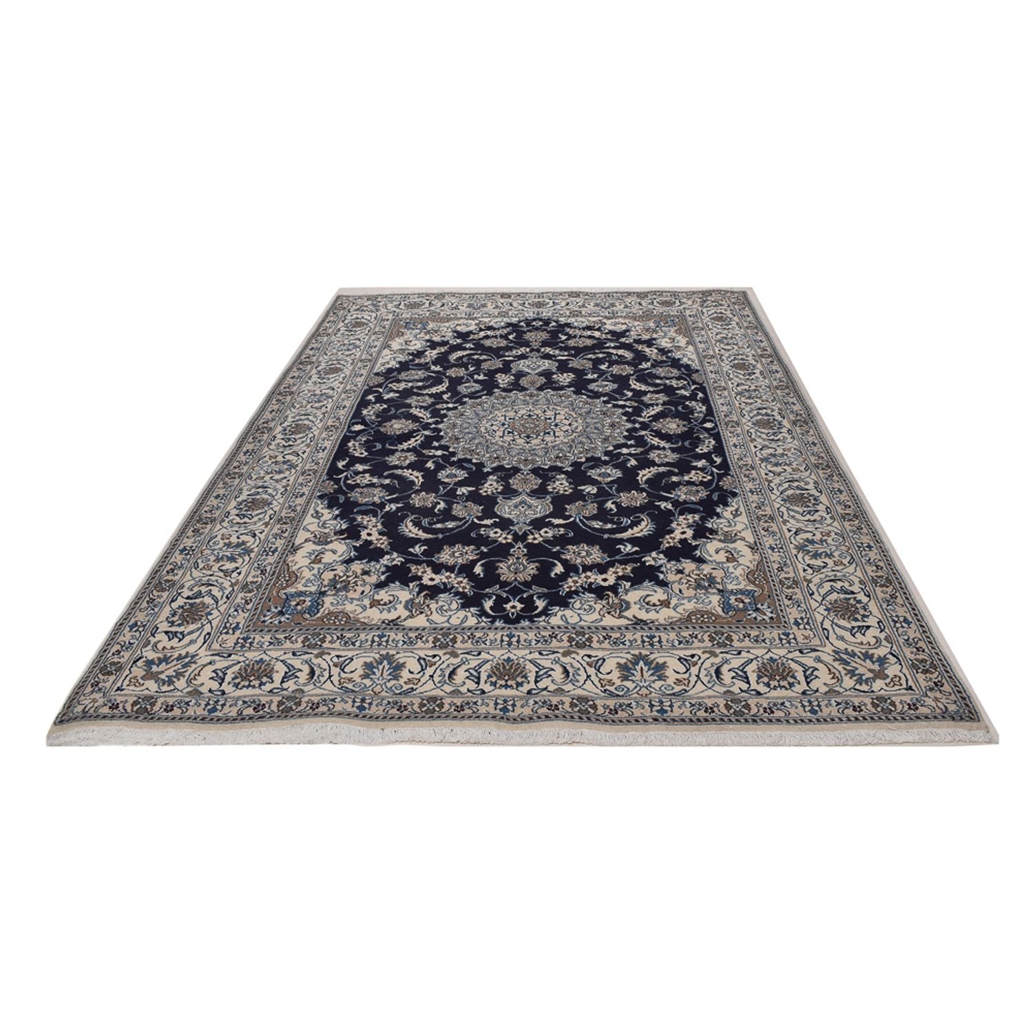Tapis persan - Nain - 300 x 195 cm - bleu foncé