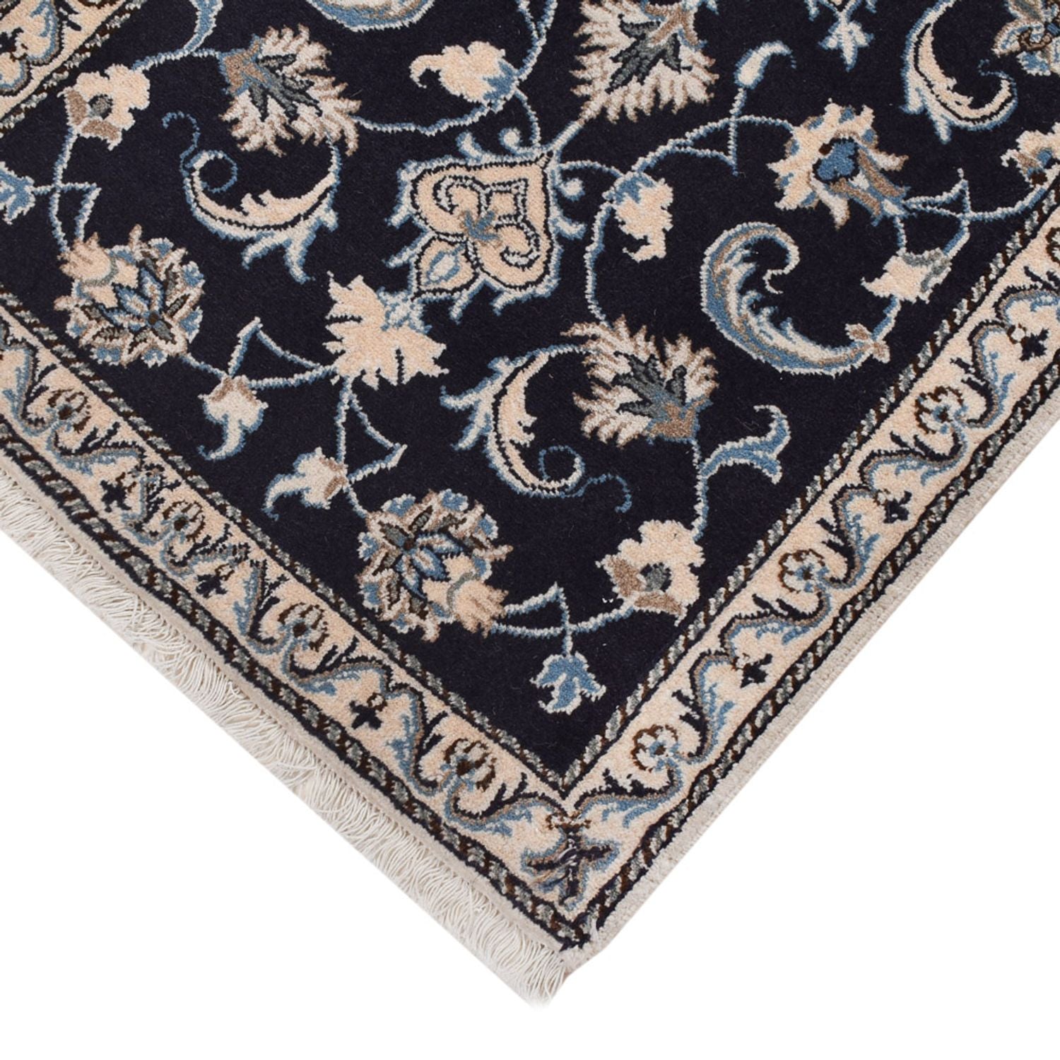 Tapis persan - Nain - 132 x 72 cm - bleu foncé