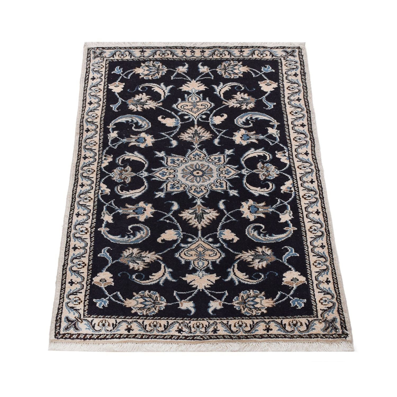 Tapis persan - Nain - 132 x 72 cm - bleu foncé