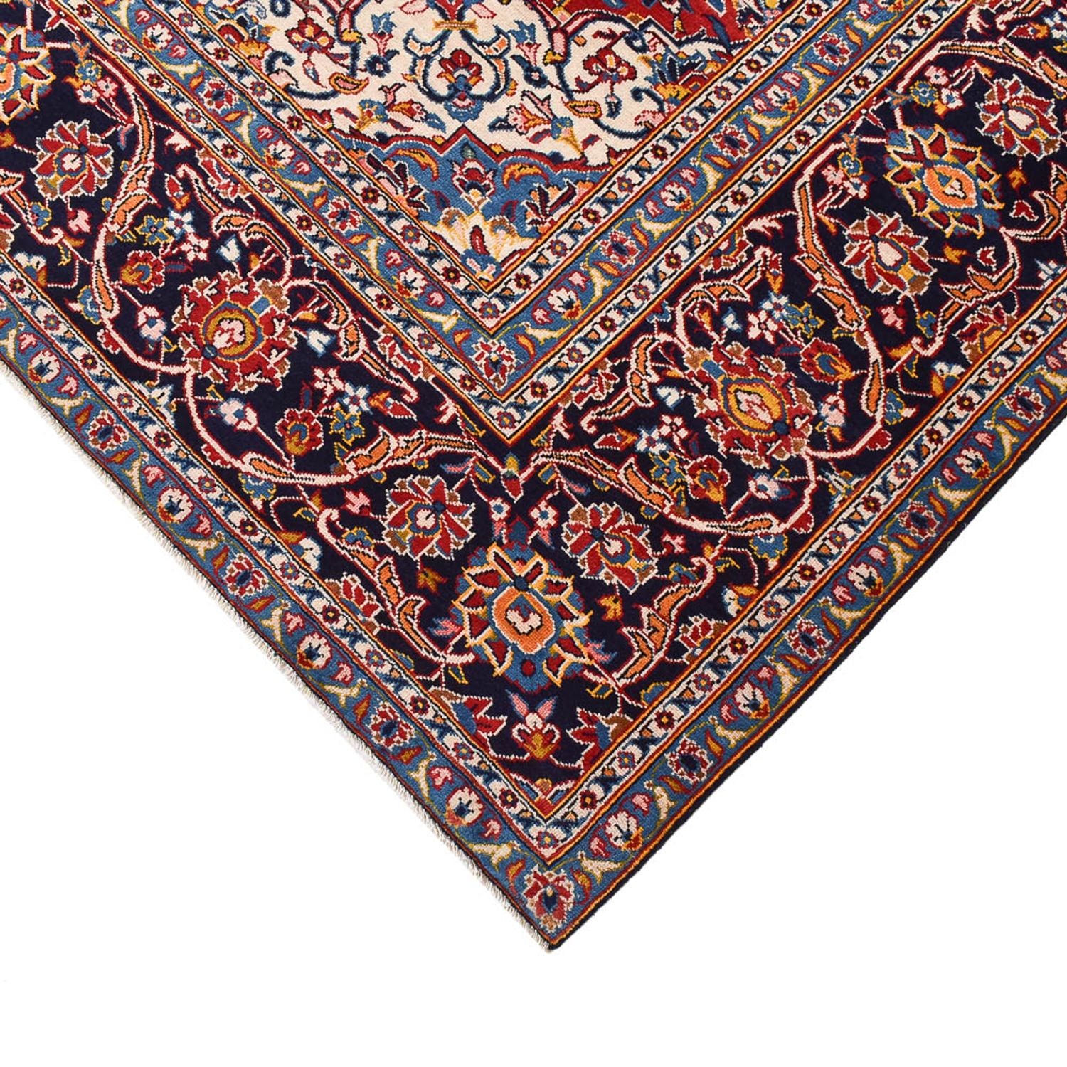 Tapis persan - Keshan - 381 x 292 cm - bleu foncé