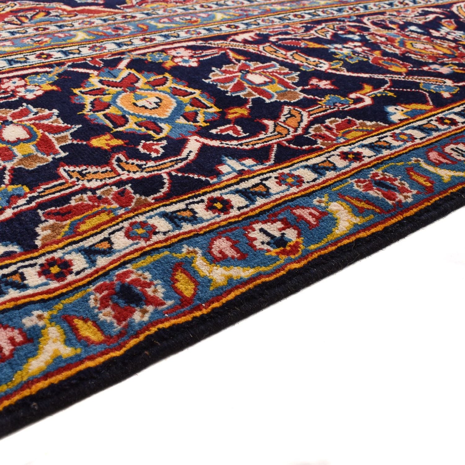 Tapis persan - Keshan - 381 x 292 cm - bleu foncé