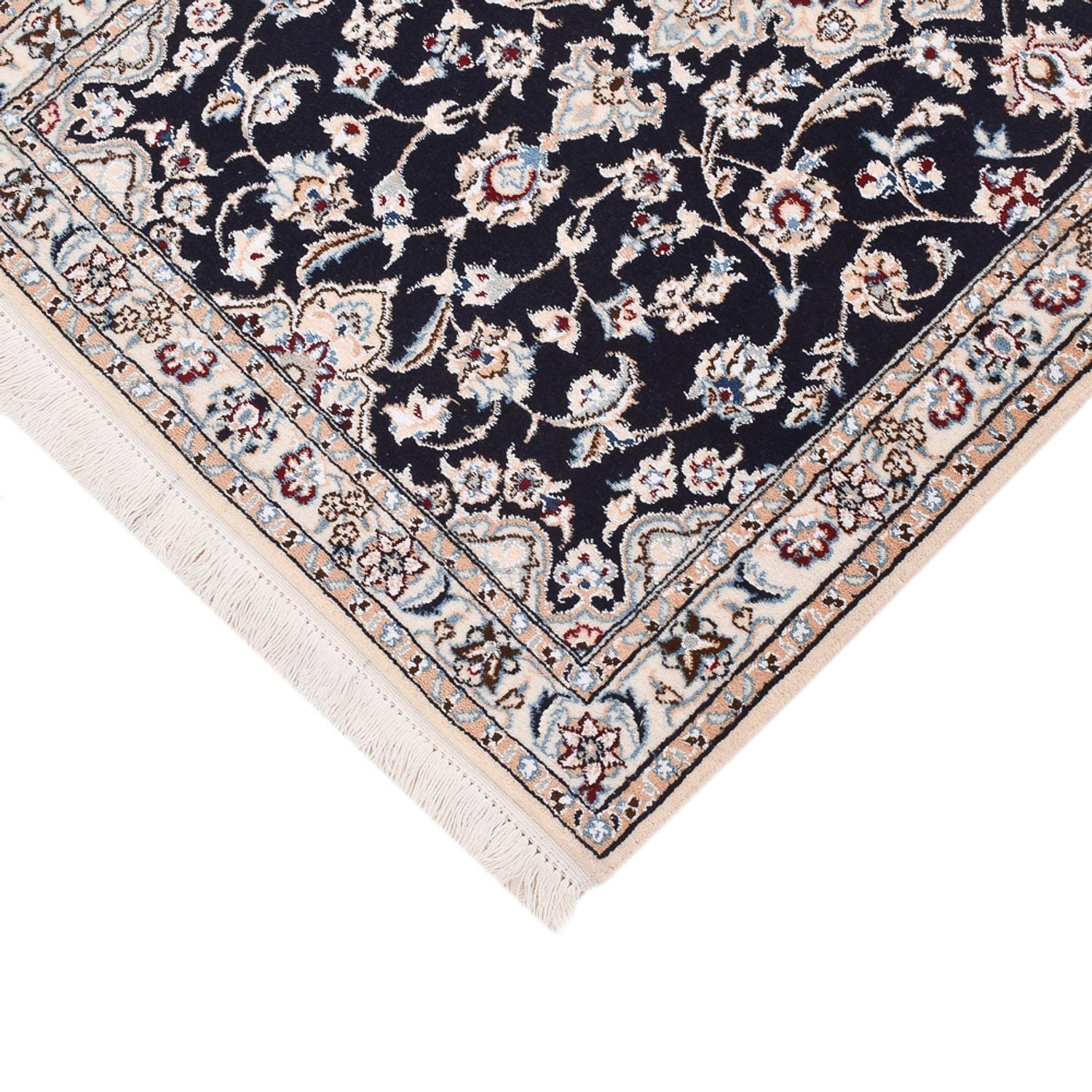 Tapis de couloir Tapis persan - Nain - Royal - 220 x 72 cm - bleu foncé