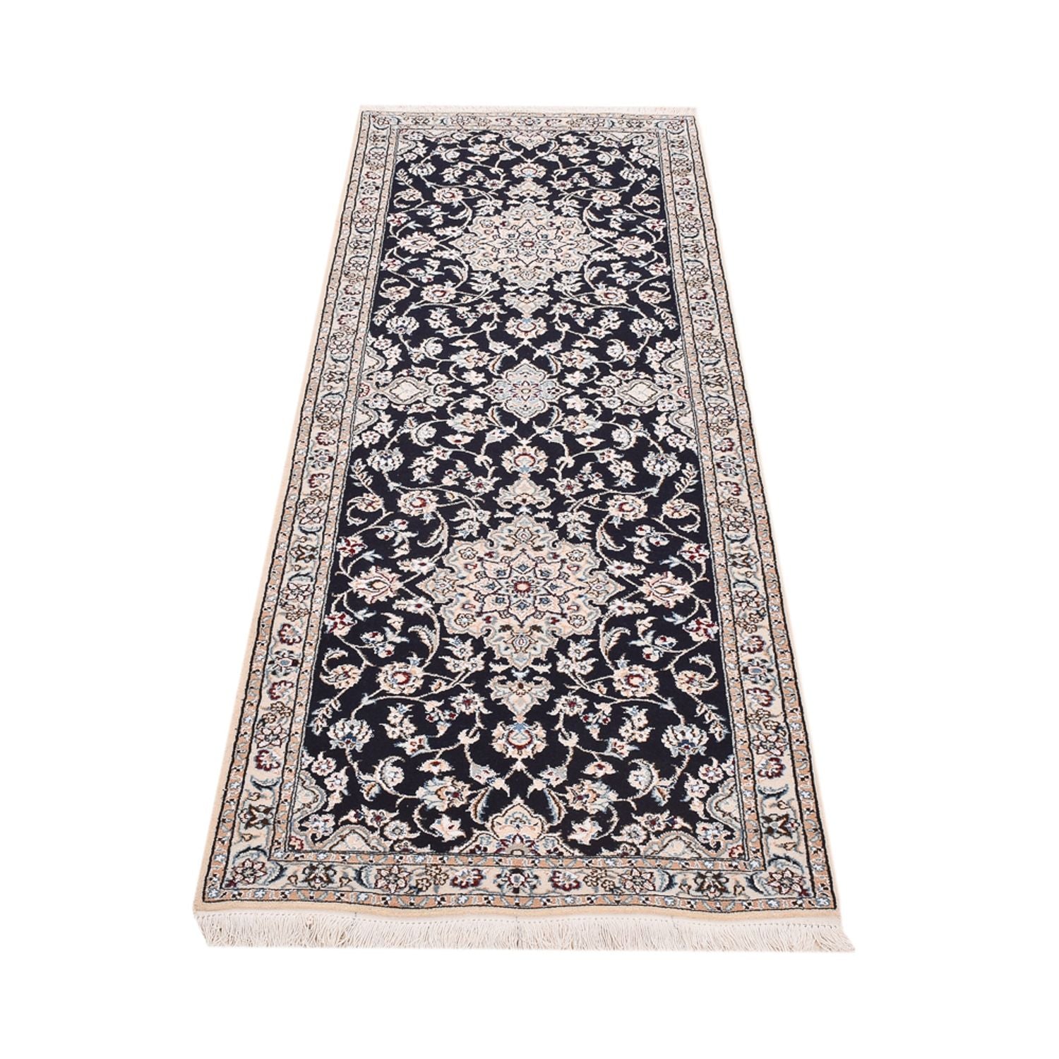 Tapis de couloir Tapis persan - Nain - Royal - 220 x 72 cm - bleu foncé