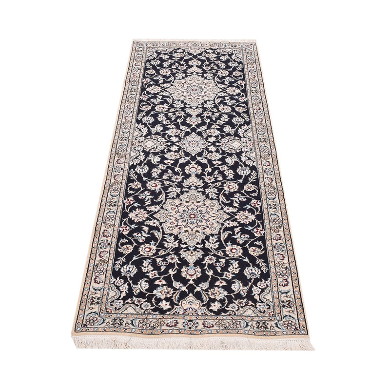 Tapis de couloir Tapis persan - Nain - Royal - 220 x 72 cm - bleu foncé