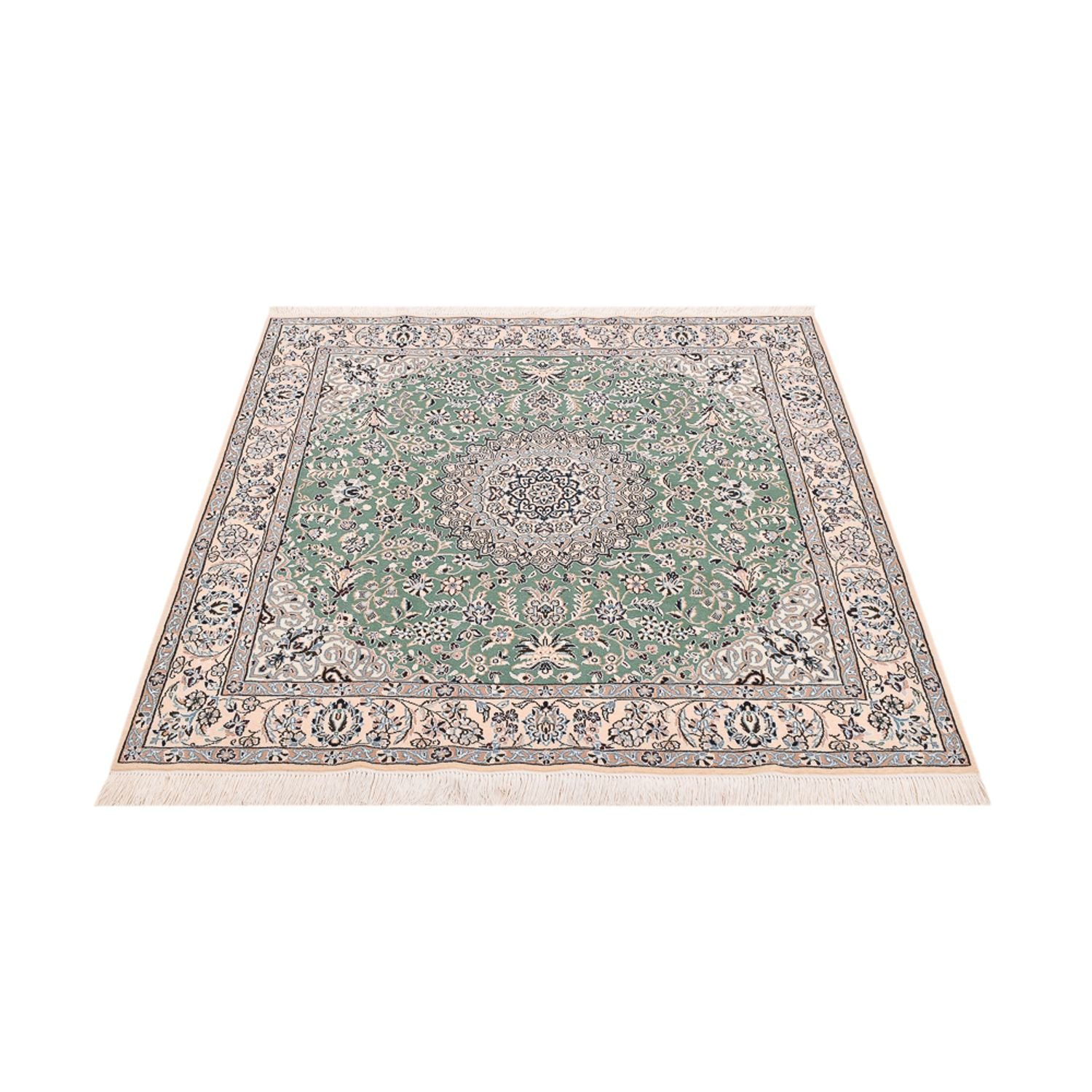 Tapis persan - Nain - Royal carré  - 152 x 149 cm - vert clair