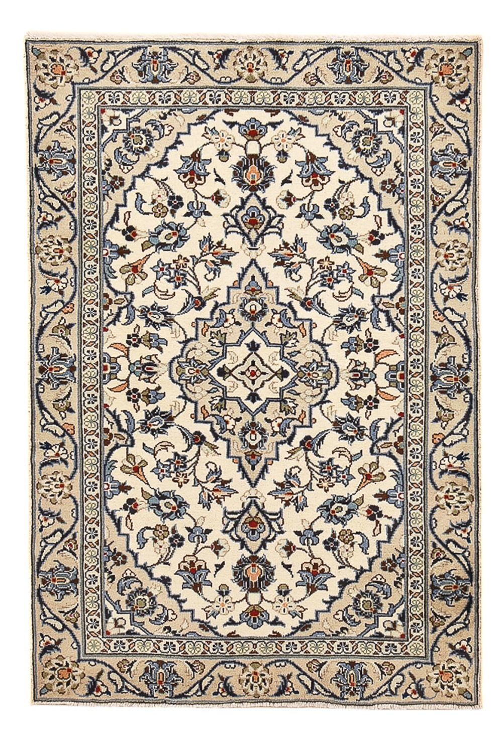 Tapis persan - Keshan - 140 x 92 cm - gris clair