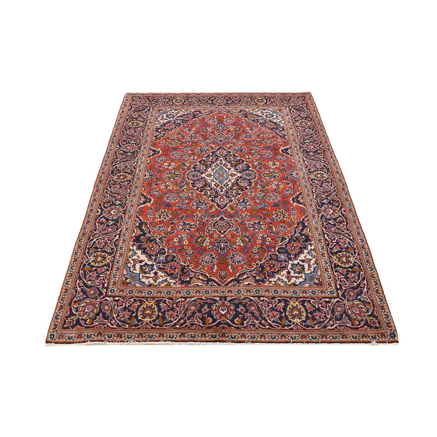 Tapis persan - Keshan - 210 x 140 cm - rouge clair