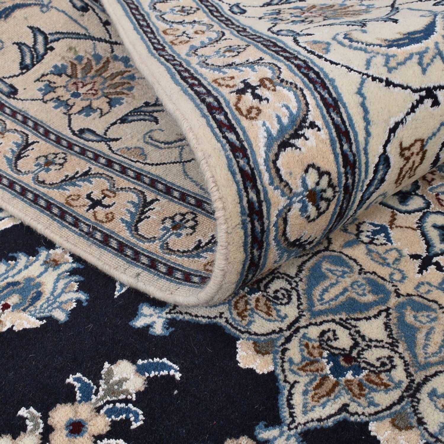 Tapis persan - Nain - 295 x 200 cm - bleu foncé