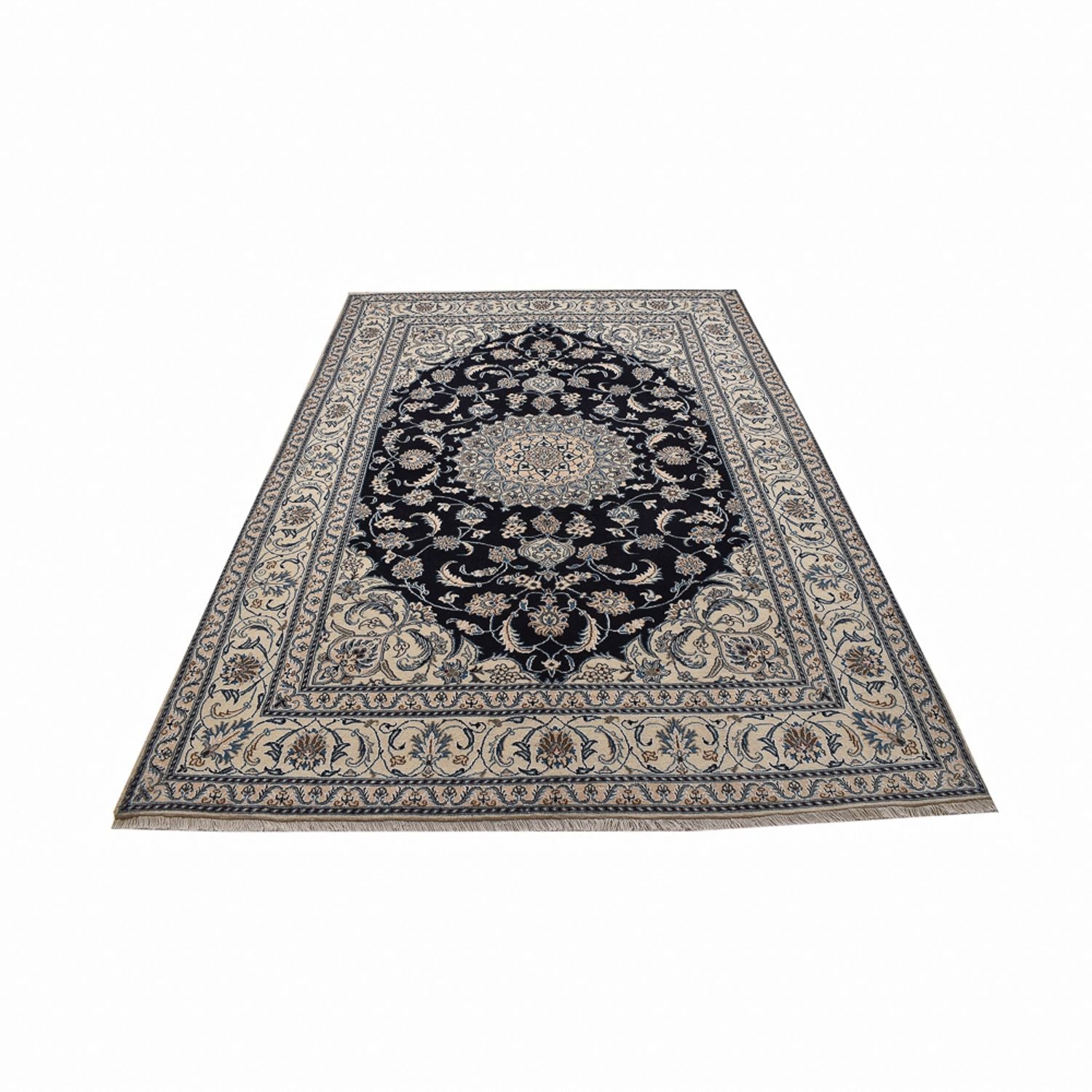 Tapis persan - Nain - 295 x 200 cm - bleu foncé