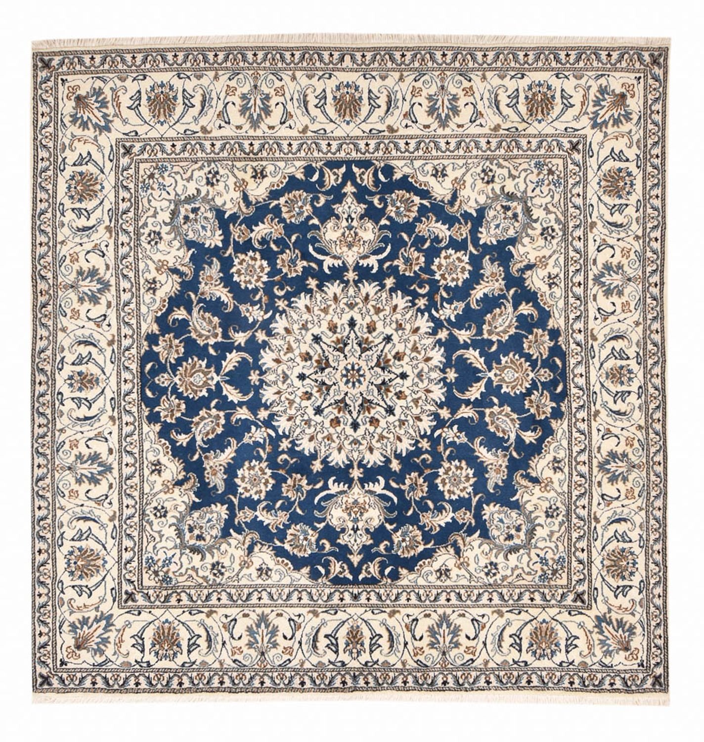 Tapis persan - Nain carré  - 202 x 195 cm - bleu