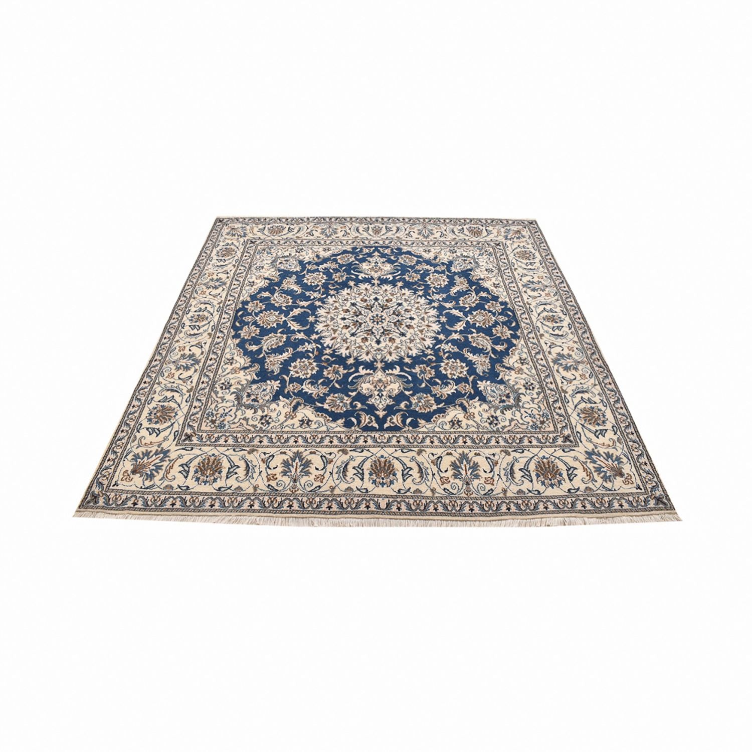 Tapis persan - Nain carré  - 202 x 195 cm - bleu