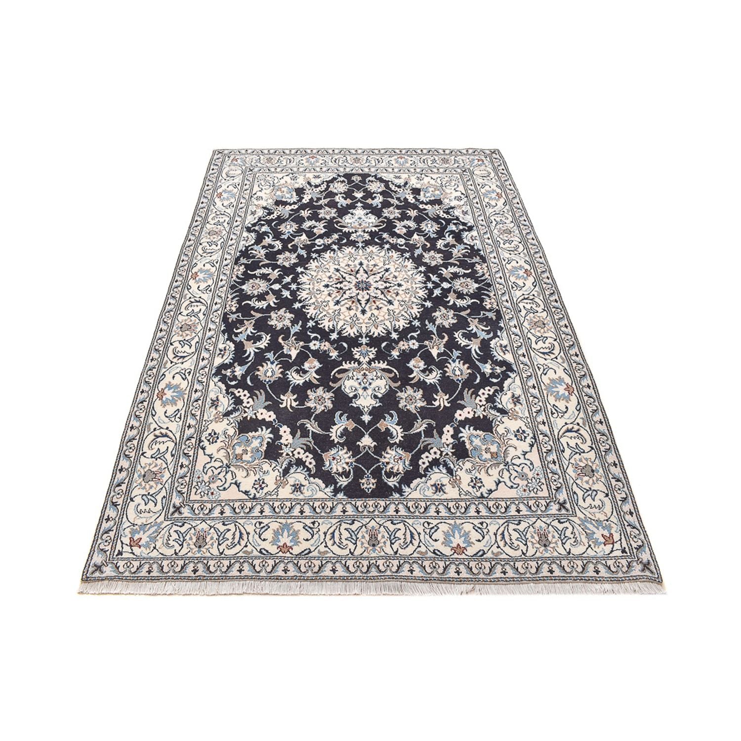 Tapis persan - Nain - 242 x 162 cm - bleu foncé